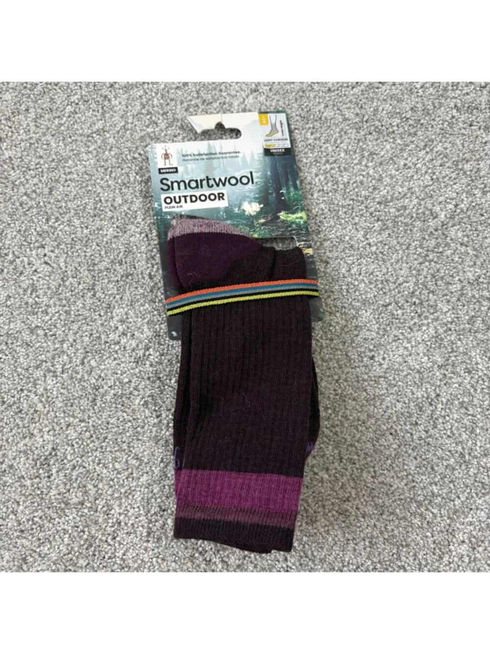 Smartwool Crew Socks Merino Wool Large Unisex Light Cushion Multicolored purple